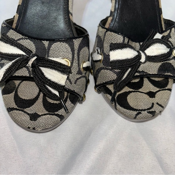 COACH Signature Open Toe Wedge Heel Ankle Strap Sandal “ Betsey” Size 8 - Picture 7 of 13